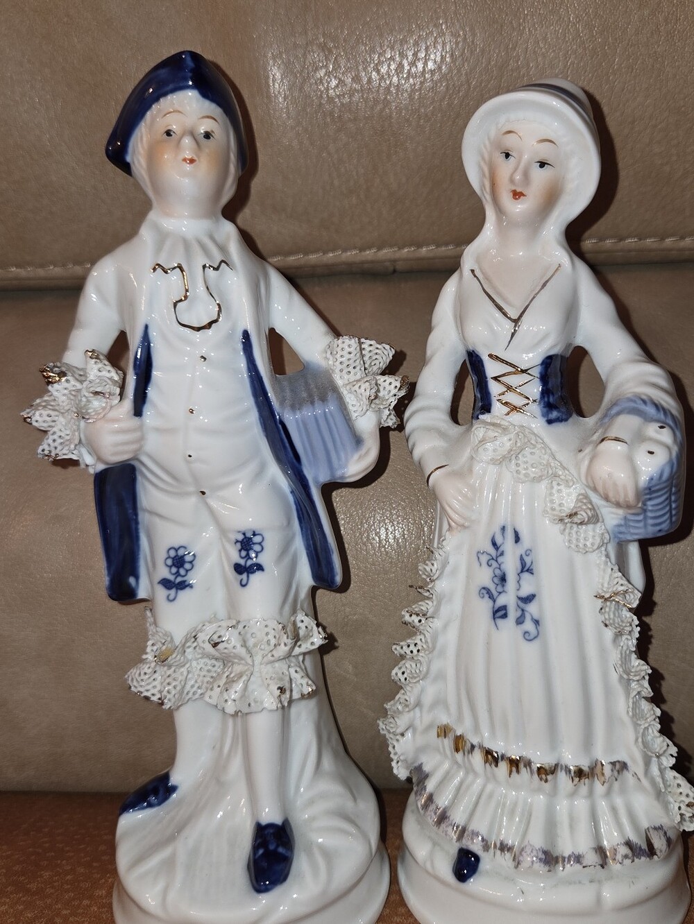 Imperial Porcelain White and Blue Pair of Figurines